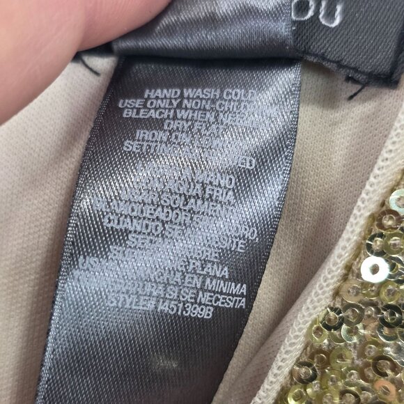 Womens Bisou Bisou Michele Bohbot Gold Sequin Sleeveless Dress V-Neck Size 14 - Picture 7 of 7